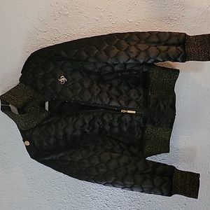South Pole Black and Gold Y2K Streetwear Hip Hop Quilted Puffer Mock